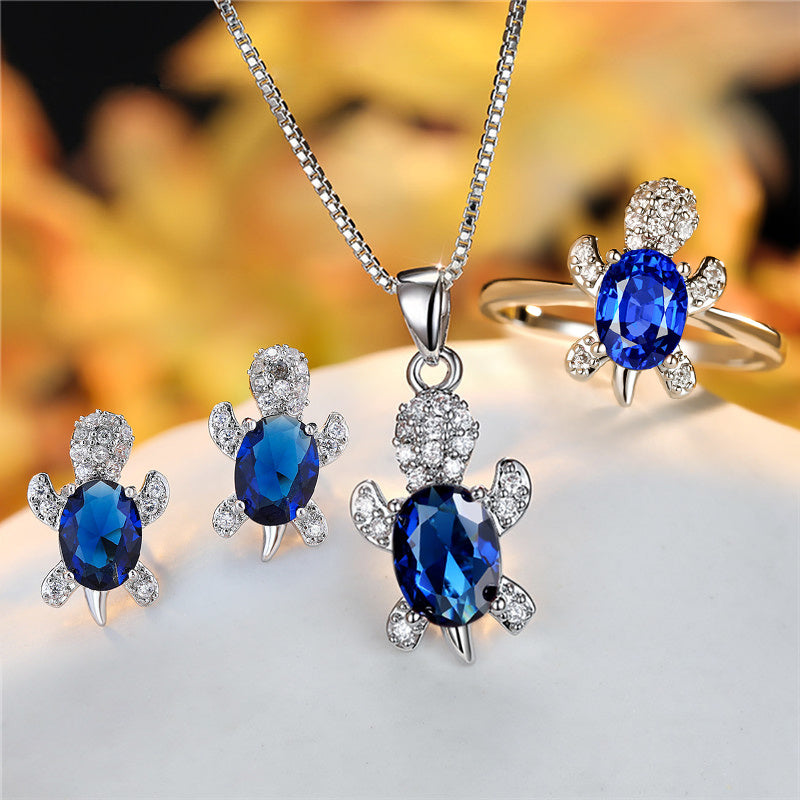 Fashion Oval Zircon Pendant Turtle Shape Necklaces With Rainbow Stone Multicolor Animal Necklace Jewelry For Woman And Children