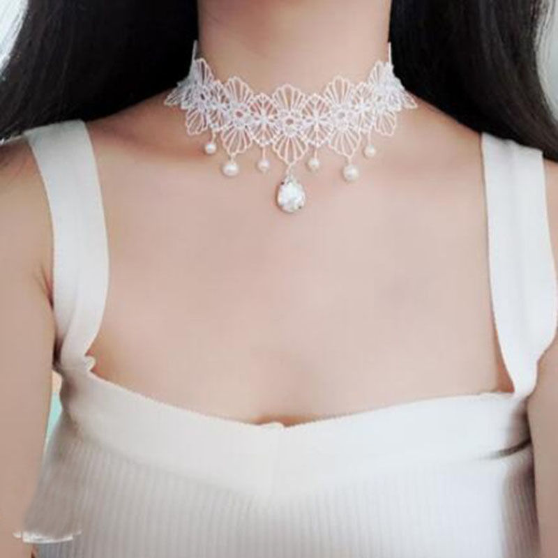 Multi-layer Crystal Lace Necklace Bone Chain