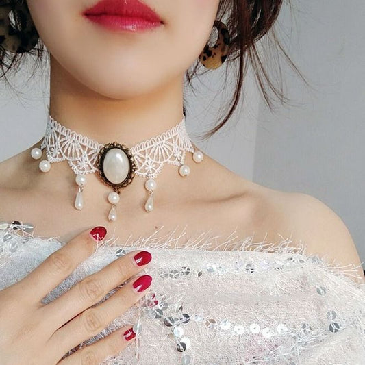 Multi-layer Crystal Lace Necklace Bone Chain