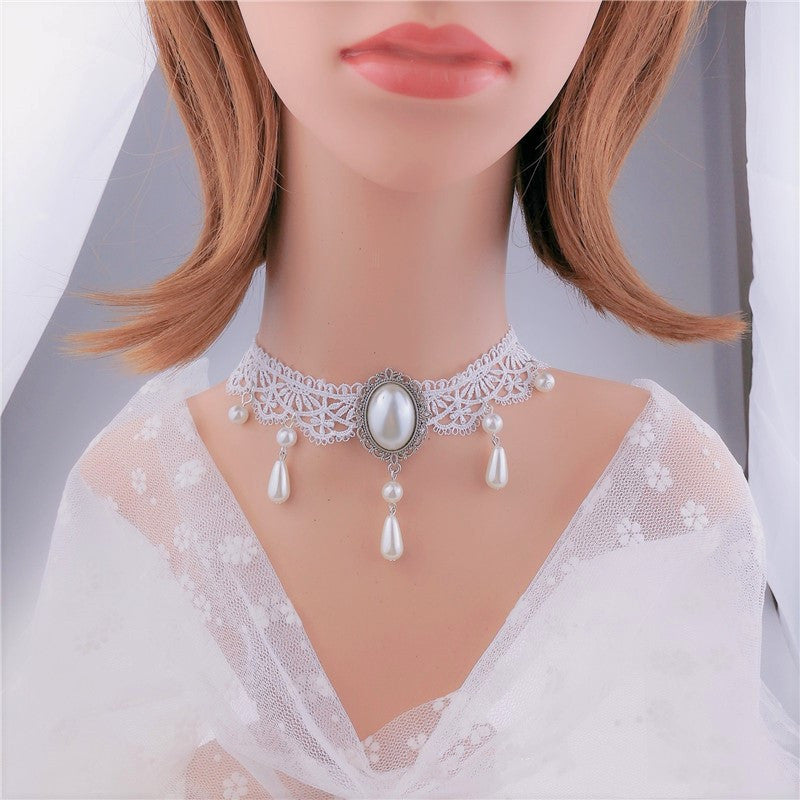 Multi-layer Crystal Lace Necklace Bone Chain