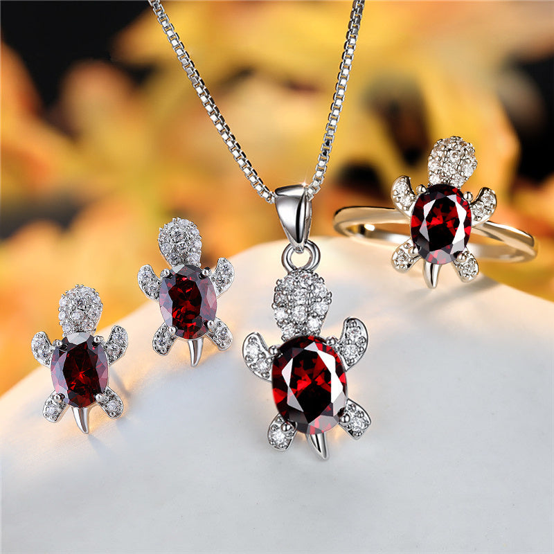 Fashion Oval Zircon Pendant Turtle Shape Necklaces With Rainbow Stone Multicolor Animal Necklace Jewelry For Woman And Children