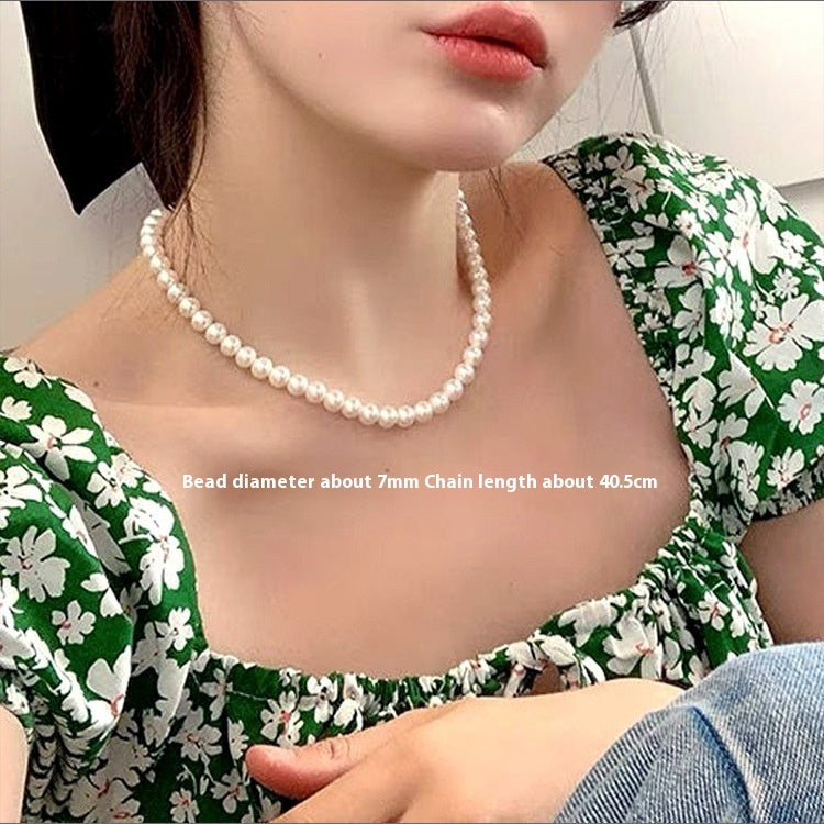 Vintage Pearl Necklace Women's All-match Simple Clavicle Chain