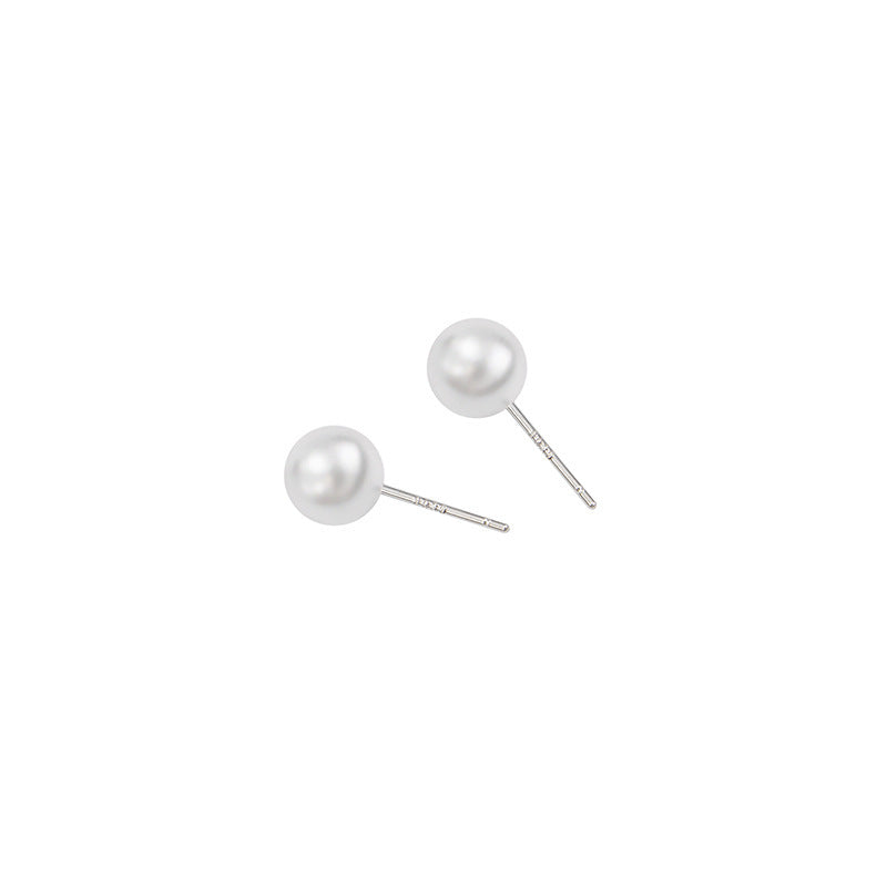 925 Silver Needle Korean Style Temperament Simple Pearl Stud Earrings