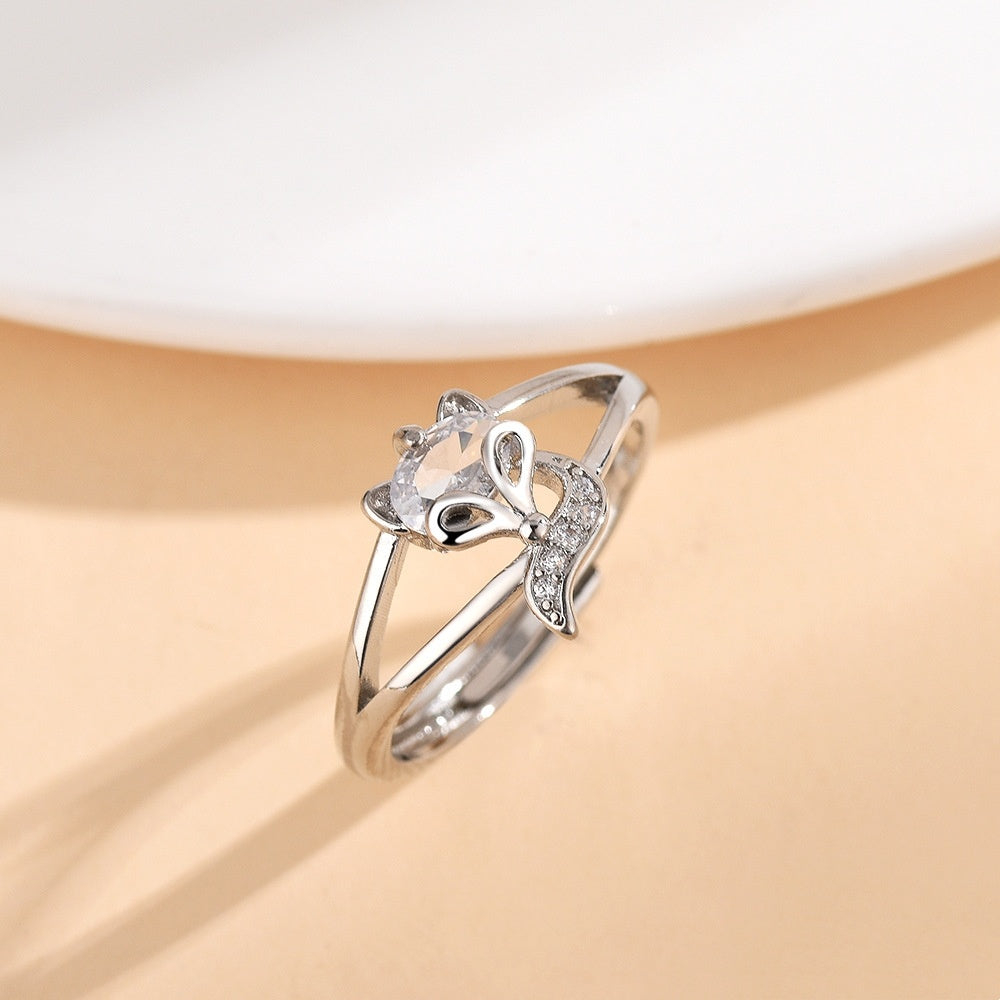 Fox Zircon Ring Female Creative Design Niche